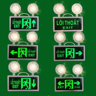  Đèn Sự Cố Khẩn Cấp Chiếu Sáng 2 Mặt ,Kết Hợp Biển Chỉ Dẫn Thoát Hiểm Thoát Nạn Exit Phòng Cháy Chữa Cháy 