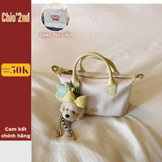 (Sẵn) Túi Xách Nữ Chio2nd Vải Cao Cấp Mẫu Mới, Túi Trống Đeo Vai Nữ, Đeo Chéo Kèm Charm Gấu Bông Đáng Yêu Hot 2025 S99