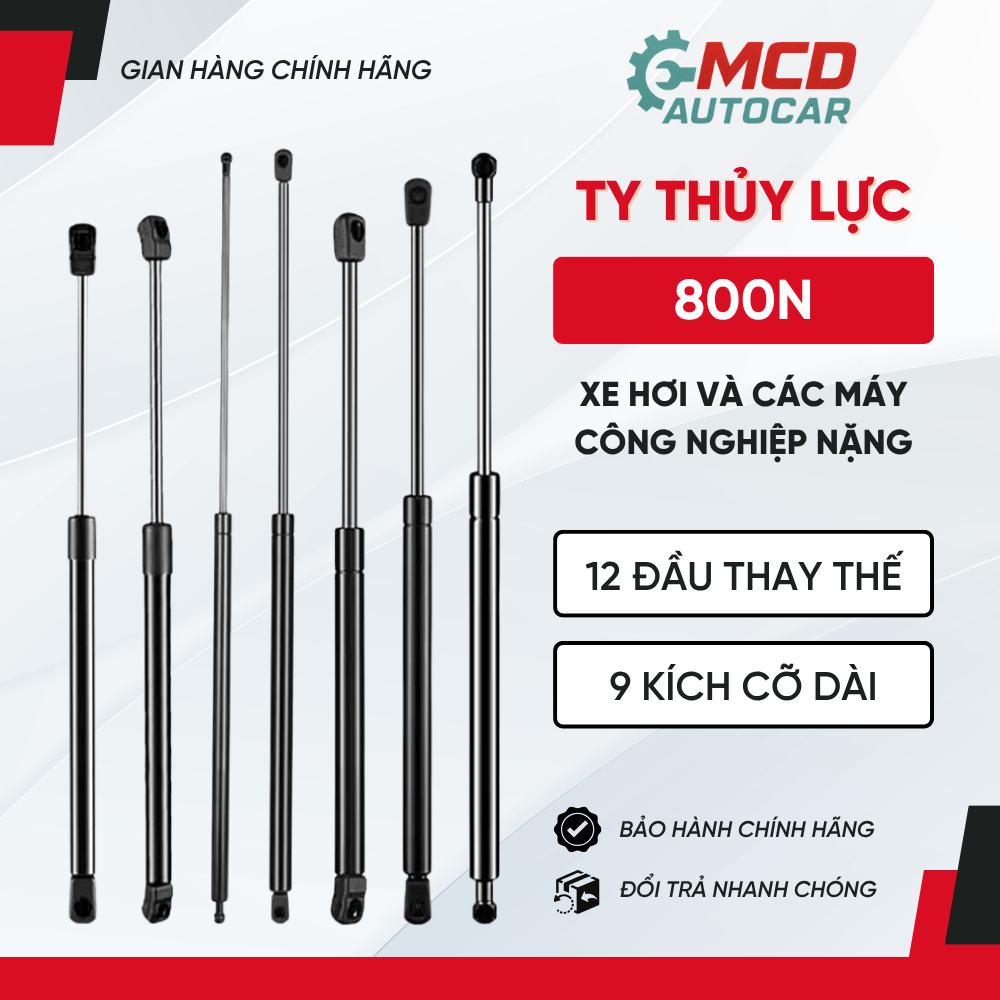 Ty Thủy Lực 800N Dài 60->80cm Chống Cốp/Nắp Capo Cho Ô tô, Máy Công Trình-Lu/Ủi/Xúc,Xe Tải,Xe Nâng,Xe Bán Hàng Giá/1 Cái