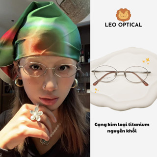 Kính mắt oval kim loại titanium dẻo siêu nhẹ siêu bền không han gỉ LEO OPTICAL PT08165