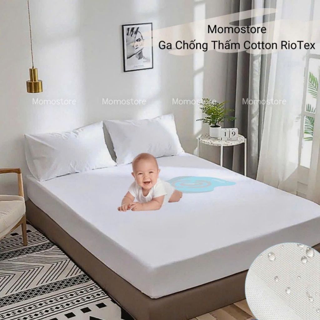 Ga Chống Thấm RioTex Cotton Kháng Khuẩn , Chống Thấm Nước Tuyệt Đối dành cho nệm 5-36cm kích thước1m/1m2/1m4/1m6/1m8/2m2