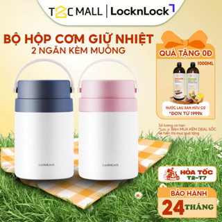  Bộ Hộp Cơm Giữ Nhiệt LocknLock 700ml 2 Ngăn Kèm Muỗng Inox Đựng Cơm Hoặc Ủ Cháo LHC8042 - T2Cmall 