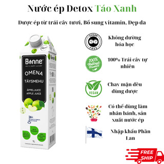  Nước Ép Detox Táo Xanh Bonne Nhập Khẩu Phần Lan Không Đường Không Chất Bảo Quản - 1 lít 