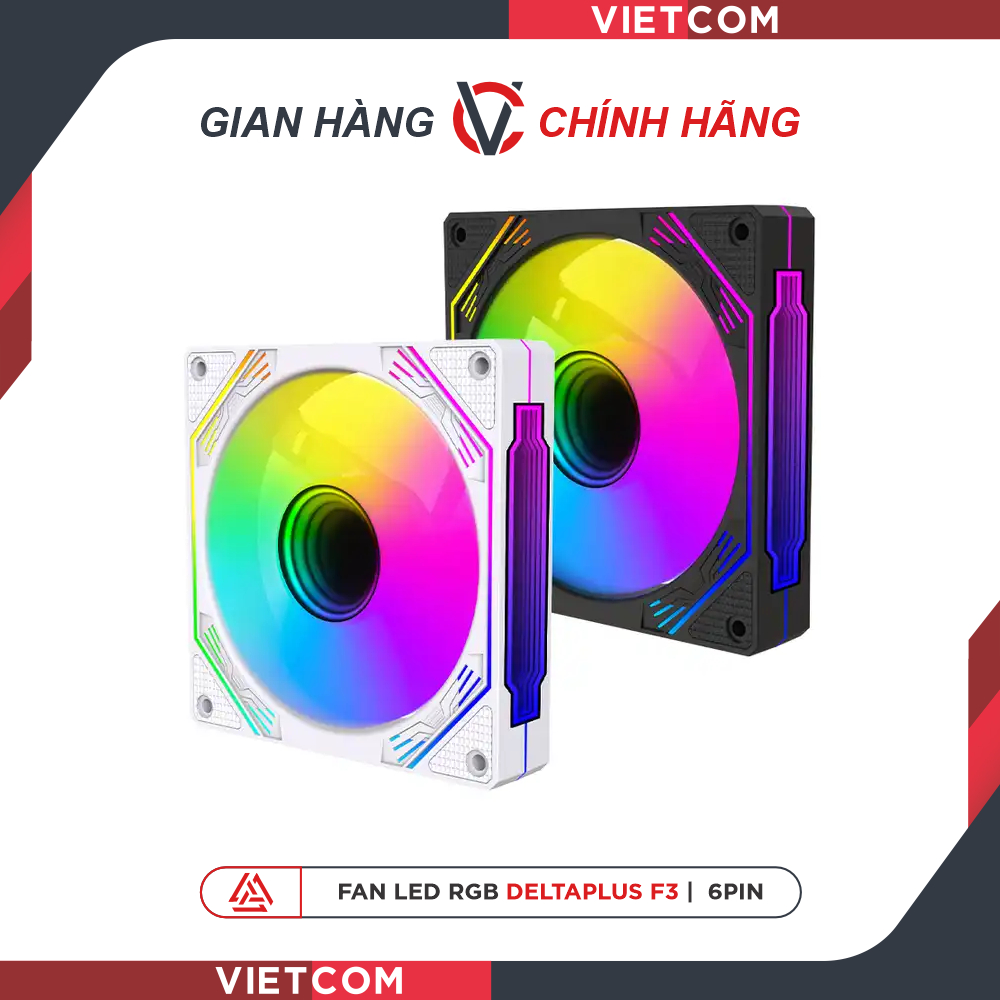 FAN LED RGB Deltaplus F3 | 6PIN  - Phiên bản gió thổi xuôi và thổi ngược