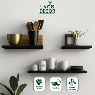  Kệ Gỗ Treo Tường Decor Phòng Khách Thanh Ngang Lục Giác - Tặng Kèm Bộ Phụ Kiện Lắp Đặt 