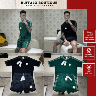 Bộ Quần Áo Nam Âdsiuuyedad Thêu 3 Lá Bên Ngực Siêu Nét - Bộ Cộc Hè Nam Nữ Âdsiuuyedad Thêu Chữ Logo Cao Cấp