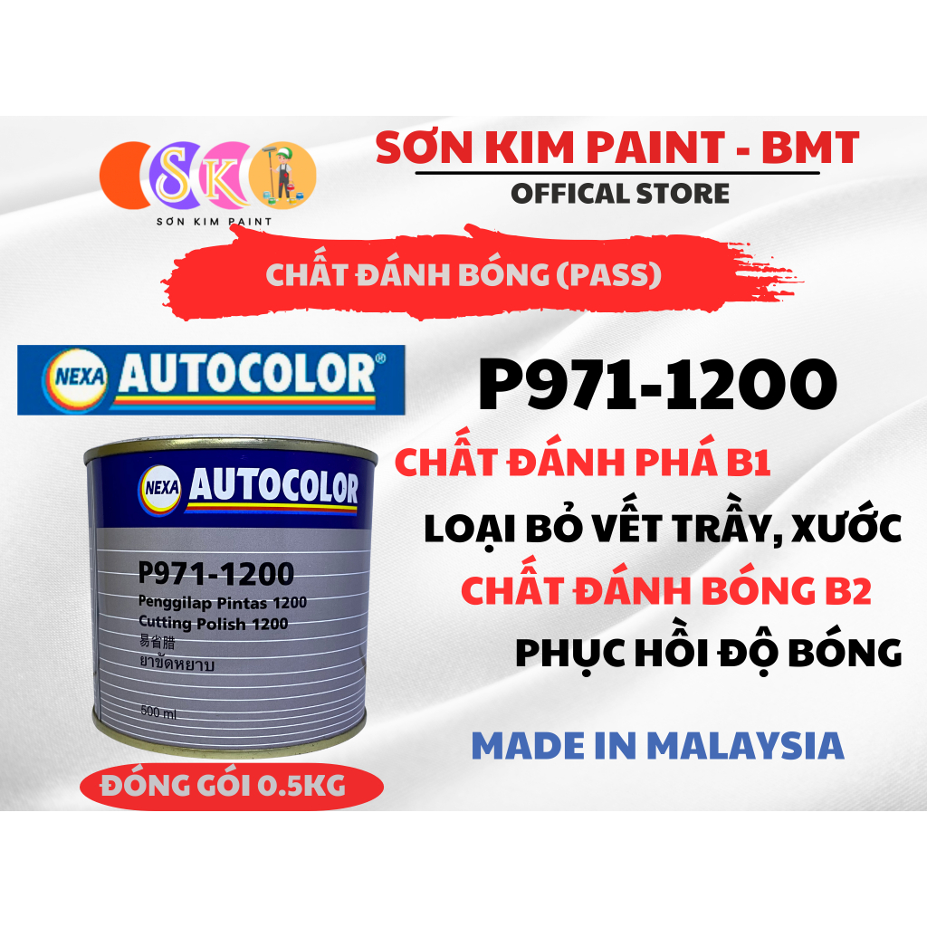 Bát Phá và bước 2 NEXA Autocolor P971-1200 (đánh bóng, xoá vết xước) Hàng Chính Hãng THÁI LAN