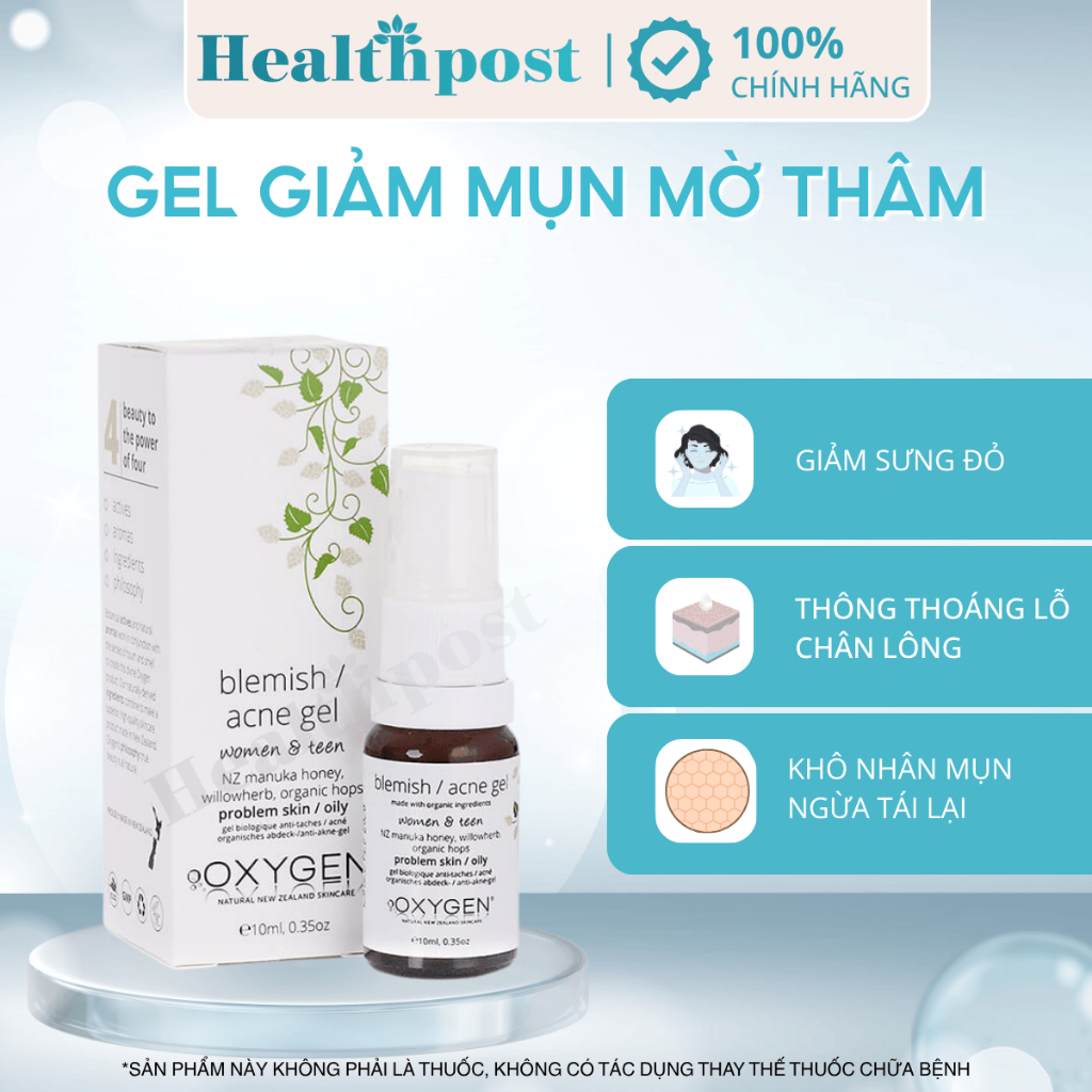 Gel giảm mụn mờ thâm OXYGEN Blemish Acne Gel 10ml | Healthpost