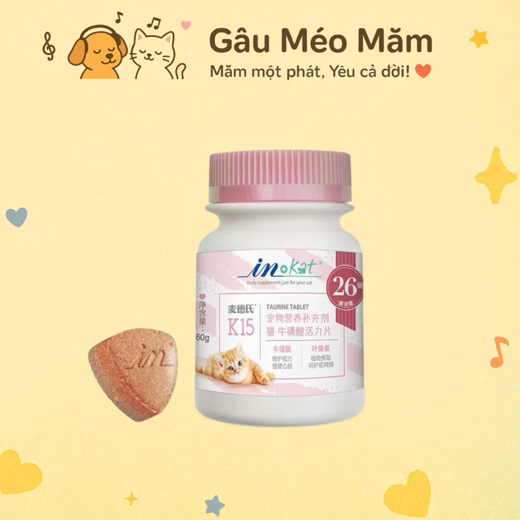 Vitamin cho mèo Inkat với Taurine và Lutein bổ mắt bổ tim cho mèo Gaumeomam IN02 (120v)