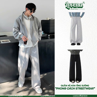 Quần Dài Nỉ Hàn Suông Ống Rộng LOVENA Nam Nữ Hách Dáng Cao Cấp Đứng Form Menswear