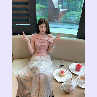 Áo Thun Kiểu Trễ Vai Nữ Nabi By Oni Thiết Kế Nơ Bướm, Màu Hồng Pastel Dáng Ôm Quyến Rũ – Chất Thun Co Giãn Tôn Dáng