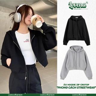 Áo Khoác Nỉ Crotop, Hoodie Zip Dáng Ngắn Form Rộng Ulzzang Phong Cách Hàn Quốc Hot Trend
