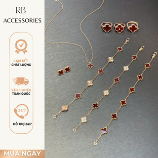 Vòng Tay Nữ, Lắc Tay Bạc HK Mặt 9mm, Vòng Tay Cỏ Bốn Lá Đủ Màu May Mắn, Thanh Lịch, Sang Chảnh