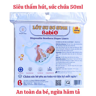 Miếng Lót Su Cho Bé BABIONE Lót Phân Su Tã Giấy 3 Lớp Siêu Thấm Hút Túi 30 Miếng Sức Chứa 50ml