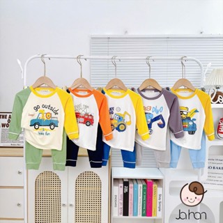 (Size 9-31kg) Bộ Dài Tay Raplan in hình Xe Oto,Xe Cần Cẩu vải Thun lạnh mềm mát cho bé mặc thu đông  - HÀNG LOẠI 1