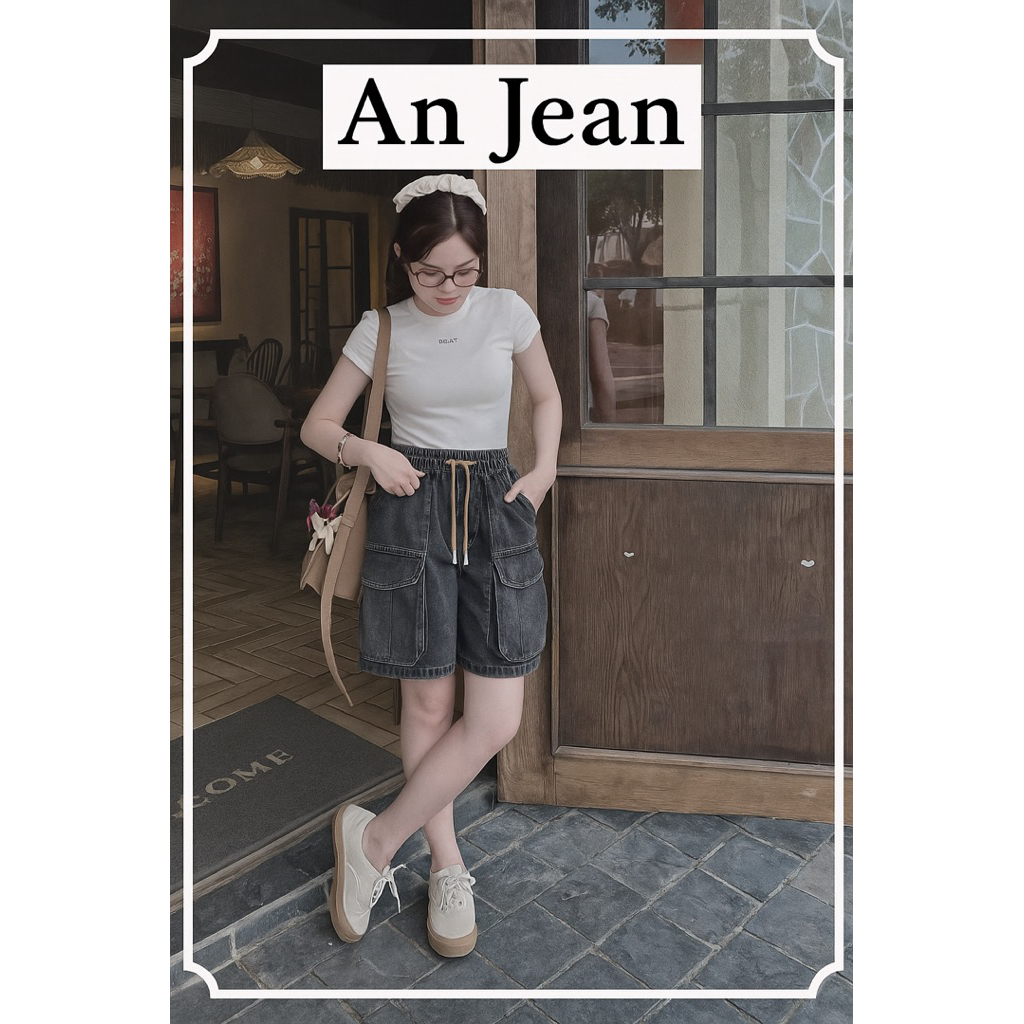 [AN JEAN] QUẦN SHORT JEAN NỮ TÚI HỘP FORM RỘNG CÁ TÍNH