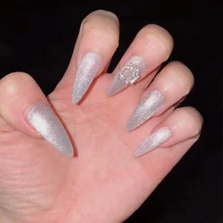 (Tặng hộp nail/keo MxBon) NailBox thiết kế mắt mèo bạc charm vũ trụ cho Nữ M69 nhà Mơ Nails