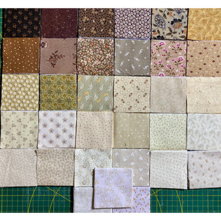 100 mảnh vải 7cmx7cm tone nâu be làm quilt, ghép lục giác
