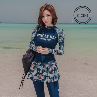 Bộ Quần Áo Bơi Cao Cấp Cicini Mã L76 Dành Cho Bạn Gái Đi Biển Kín Đáo Áo Dài Tay Quần Dài