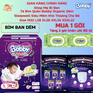[Tặng 2 khăn ướt 80] Bỉm tã quần Ban Đêm Cao Cấp Bobby Sleep-Well dịu nhẹ khô thoáng M30+2/L26+2/XL24+2/XXL22+2/XXXL20+2