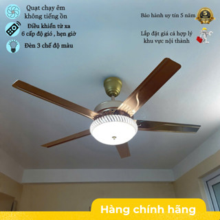 [ Có Chốt An Toàn - Động Cơ Lõi Đồng ] Quạt Trần Đèn 5 Cánh KP531 , 6 Cấp Độ Gió , Điều Khiển Từ Xa
