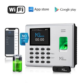 Máy chấm công vân tay sinh trắc học NGTeco Pin tích hợp APP wifi 2.4Ghz K4