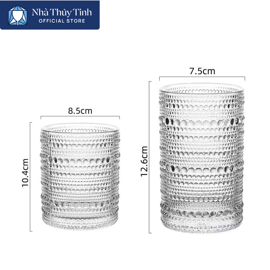 COMBO LY THỦY TINH WHISKY ROCK | CHẤM BI | NHÀ HÀNG QUÁN BIA | DUNG TÍCH 310ML VÀ 360ML