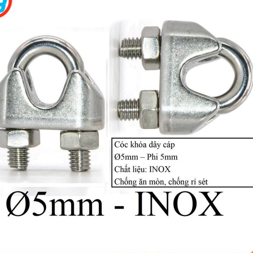 Cóc khóa cáp Phi [ 5mm ] INOX CÁP THÉP SÀI GÒN