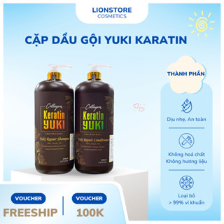  Cặp Dầu Gội Xả Collagen Keratin YUKI 2000ML | Giảm Rụng Tóc Kích Mọc Tóc Phục Hồi Tóc đa năng 