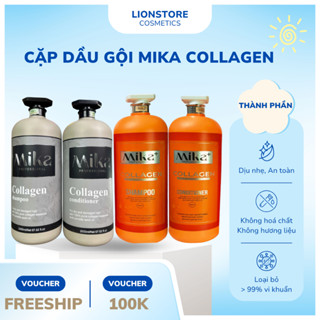  Cặp dầu gội xả collagen MIKA 2000ml dành cho salon thơm mượt dưỡng sâu chăm sóc tóc 