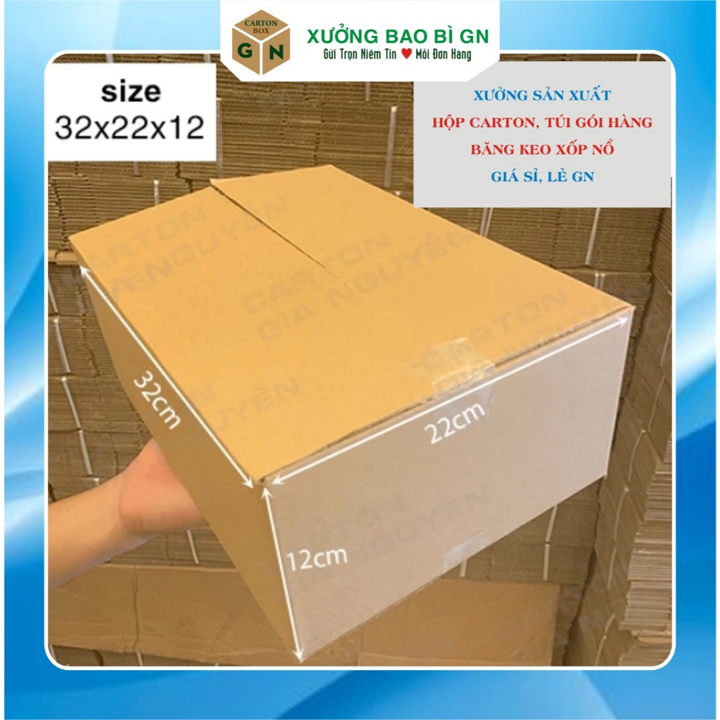 COMBO 20 HỘP CARTON ĐÓNG GÓI HÀNG 32x22x12, GIÁ XƯỞNG