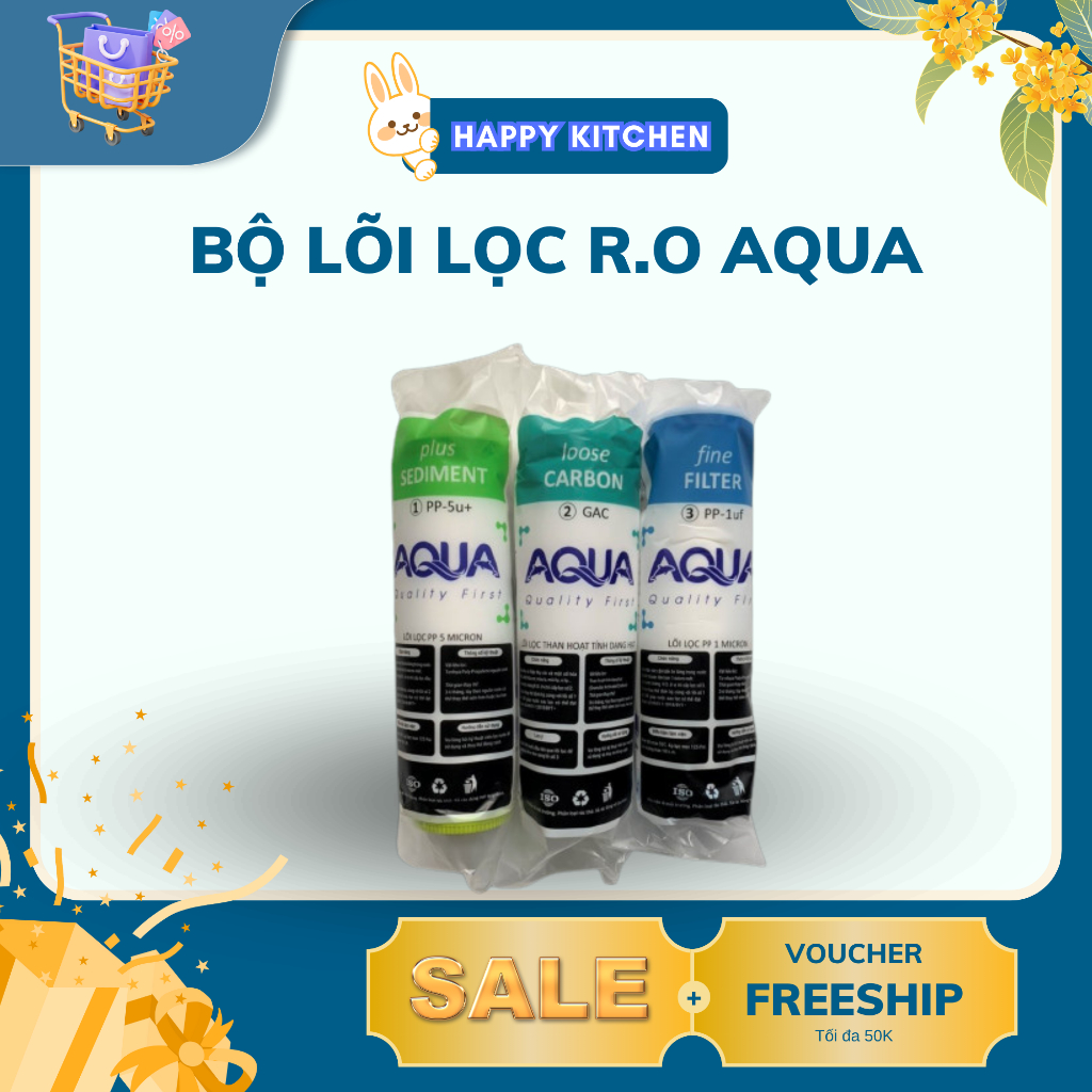 Bộ Lõi Lọc Nước AQUA chính hãng Số 1 - Số 2 - Số 3, Bộ Lõi Lọc Thô