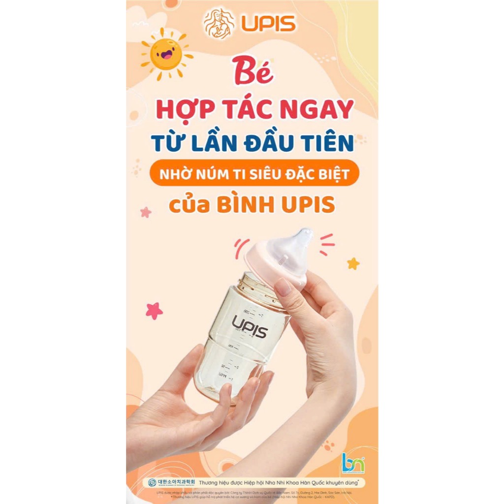 (xả lỗ) Bình sữa Upis PPSU Hàn Quốc chính hãng , Nhựa PPSU an toàn không chứa BPA