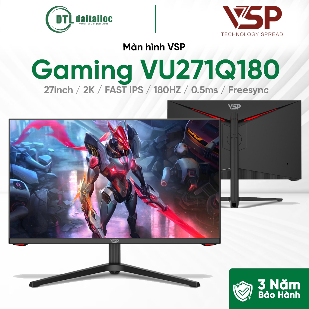 Màn Hình Gaming VSP VU271Q180 27inch 2K Fast IPS 180hz 0.5Ms | Chính Hãng | Chính Hãng 36 Tháng