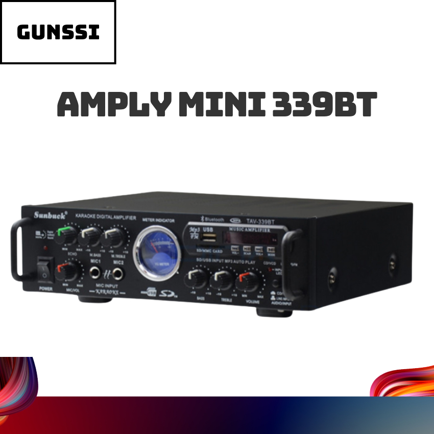 Amply mini bluetooth Gunssi 339BT 220V/12V-amply karaoke dành cho gia đình cho oto-công suất khủng