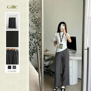 Quần suông cạp liền chiết ly, chất liệu mềm mát, form basic tôn dáng thời trang thiết kế Calie Qx031