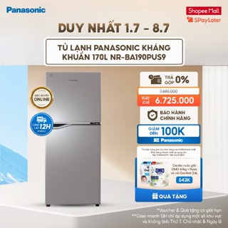 [NHẬP ELPN1T5K GIẢM TỐI ĐA 1TR5] Tủ lạnh Kháng Khuẩn Panasonic Inverter Ngăn Đá Trên 170L NR-BA190PUS9 - Bảo Hành 2 năm
