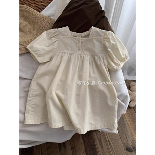 Váy vintage trơn bé gái