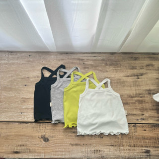 Áo hai dây chéo lưng chất liệu gân cotton mềm mát cho bé