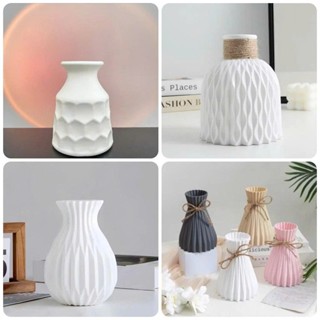 Lọ hoa nhựa dáng Origami giả gốm nhiều mẫu phong cách Bắc Âu decor bàn làm việc, văn phòng cực sang