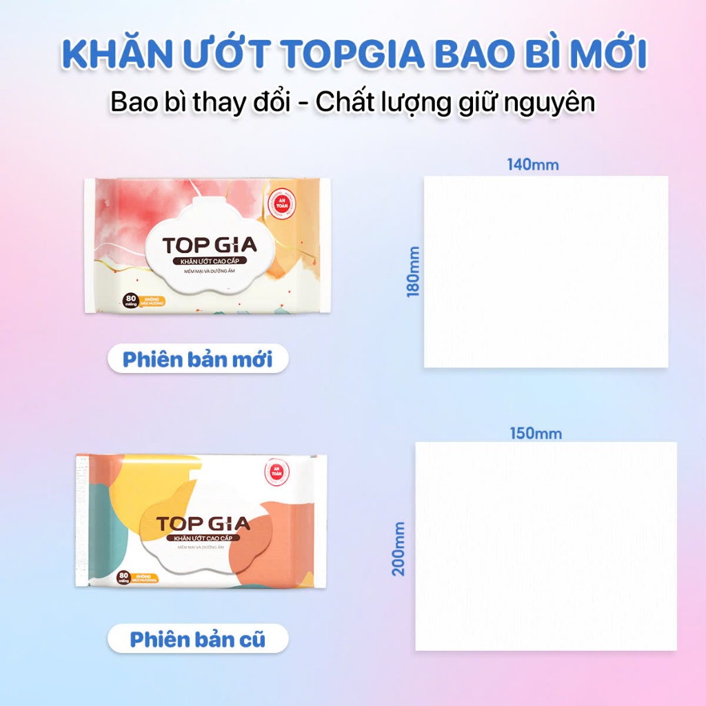 Thùng khăn ướt Topgia 80 tờ không cồn không parabens cao cấp dành cho mẹ và bé | BigBuy360 - bigbuy360.vn