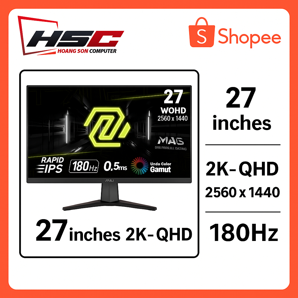 Màn Hình Gaming MSI MAG 275QF (27.0 inch - 2K - IPS - 180Hz - 0.5ms) - SPC