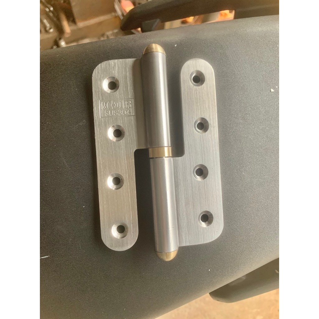 Bản lề cối inox n5 đầu đồng tròn ĐR lắp cửa dầy 3,5cm đến 4,5cm