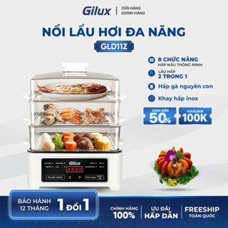 Nồi Lẩu Hơi 24L Gilux GLZ22 Nồi Hấp 3 Tầng Hấp Điện Kèm Lẩu Đa Năng 6in1 - Bảo Hành 12 Tháng