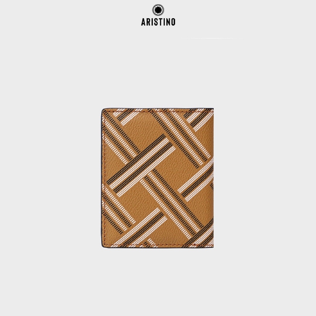Ví Đứng Nam Aristino chất liệu da bò cao cấp, họa tiết Đan Lát -  AVW0240Z4