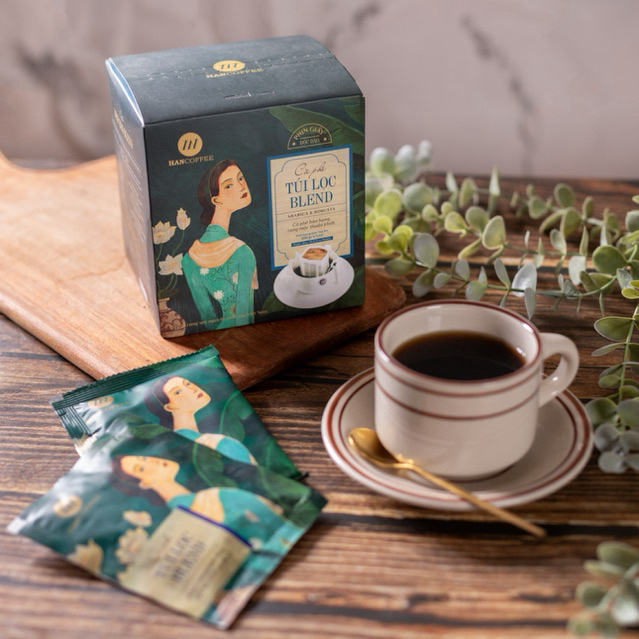 1 gói dùng thử cà phê túi lọc HANCOFFEE BLEND 80% Abariaca + 20% Robusta phin giấy nhanh chóng