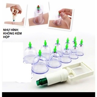 Bộ dụng cụ giác hơi cạo gió không dùng lửa, bộ giác hơi chân không cá nhân 12 ống tiện lợi, tặng kèm dây ống bơm dài