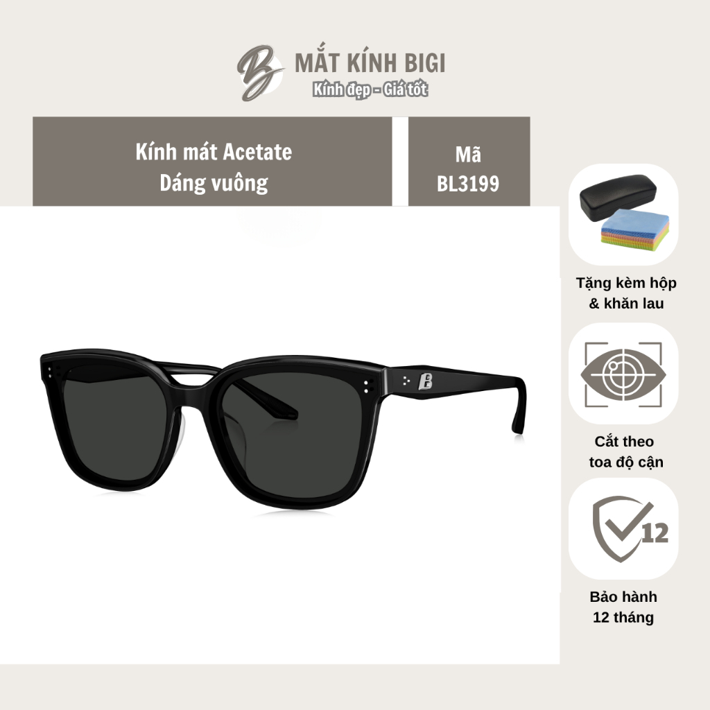 Kính mát Bolon BL3199 dáng vuông Acetate fullbox chính hãng