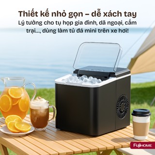 Máy làm đá viên sạch tự động 9 viên đá/ lần Fujihome IM1218 Nhập Khẩu, máy làm đá mini siêu tốc 6-9 phút gia đình picnic