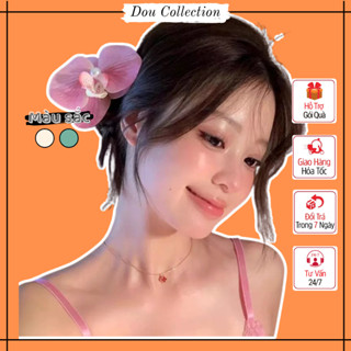 Kẹp Tóc Hình Hoa, Kẹp Tóc Hoa Lan Đính Sao Biển Dễ Thương Phong Cách Tiểu Thư Thời Trang Đi Biển Mùa Hè - Mã KT093